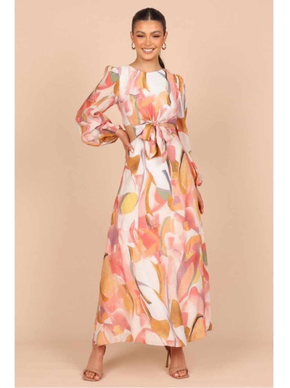 Chicwish Color Patches Printed Cut Out Waist Maxi Dress NWT Small